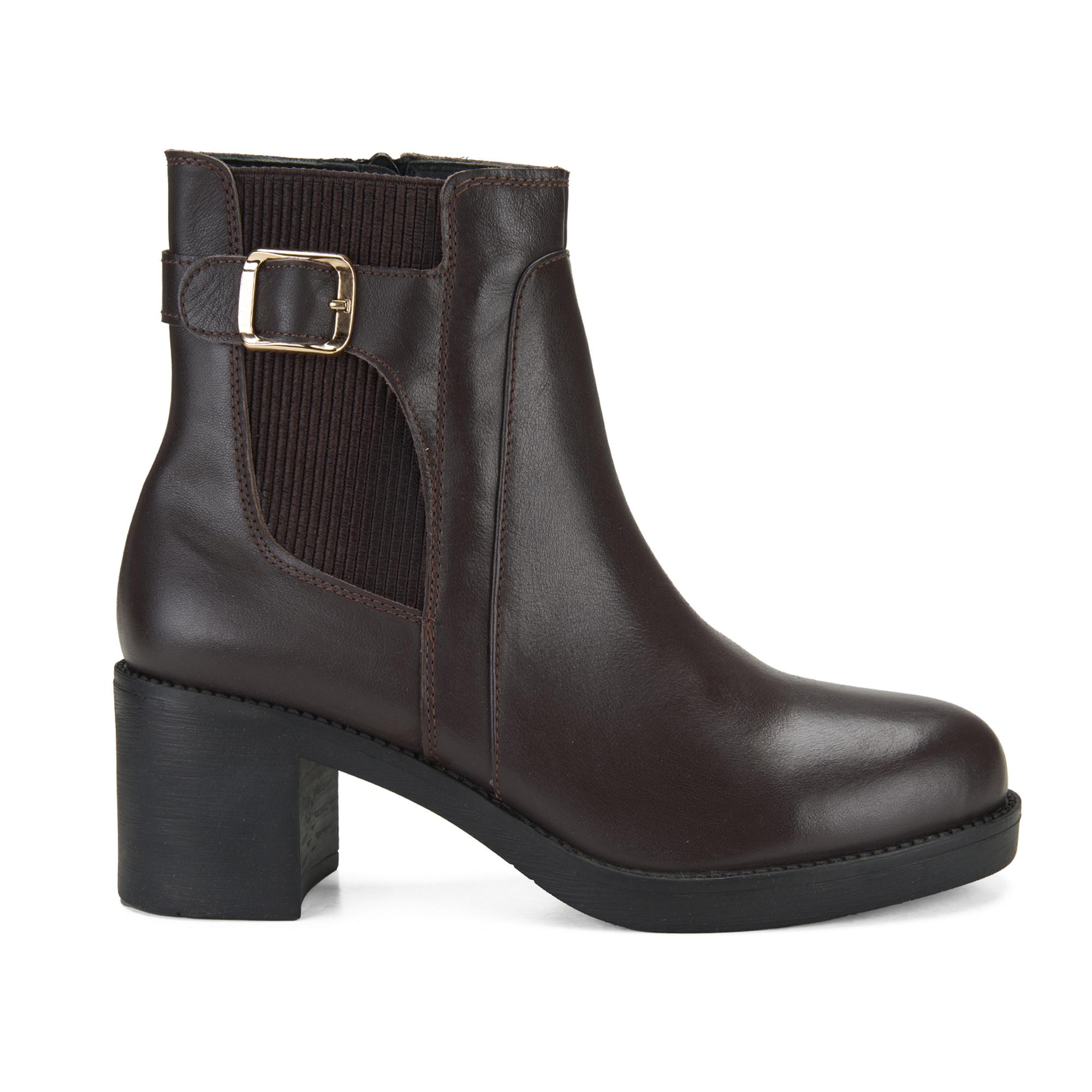 Kadın Kahve Topuklu Deri Bot