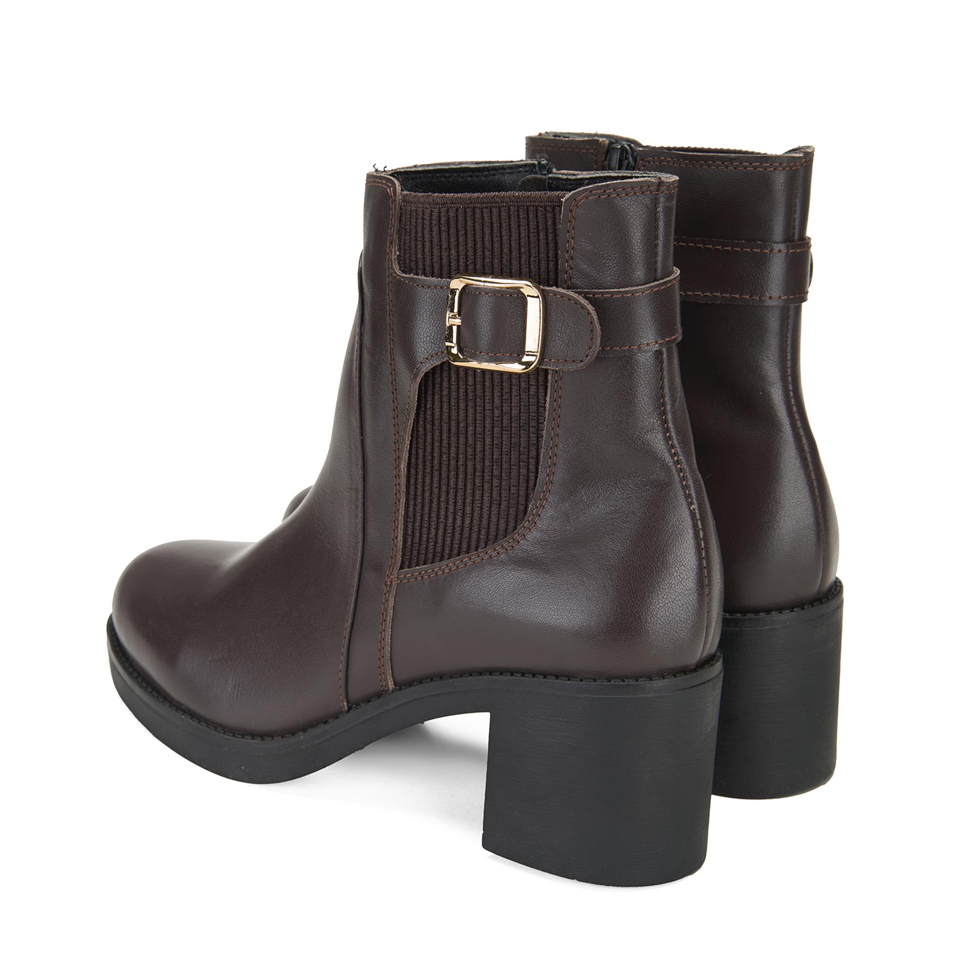 Kadın Kahve Topuklu Deri Bot