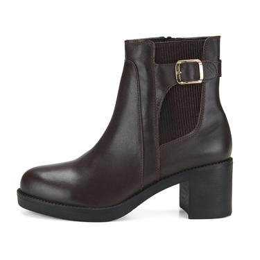  Kadın Kahve Topuklu Deri Bot