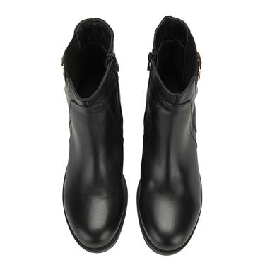  Kadın Siyah Topuklu Deri Bot
