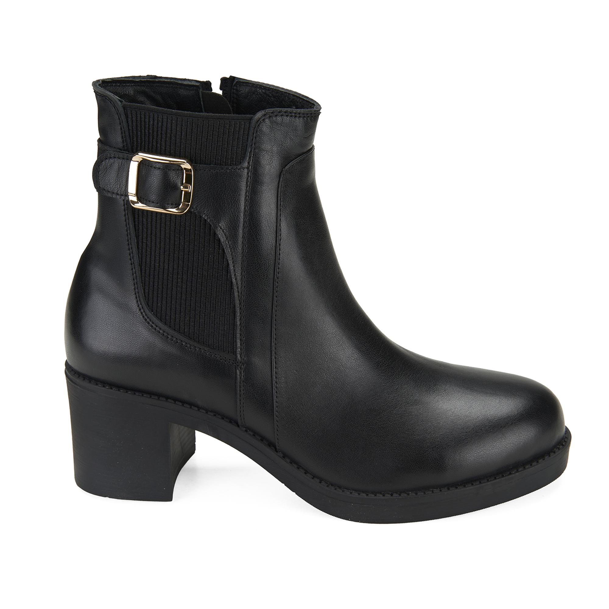 Kadın Siyah Topuklu Deri Bot