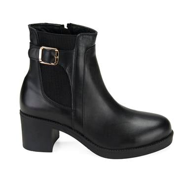  Kadın Siyah Topuklu Deri Bot