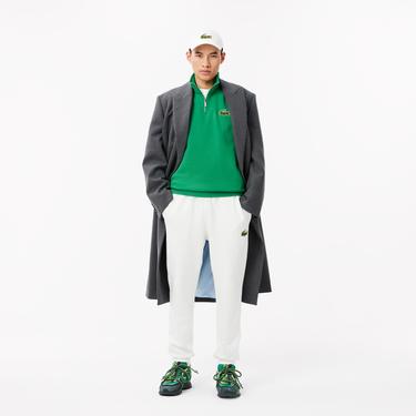  Unisex Loose Fit Yarım Fermuarlı Organik Pamuk Yeşil Sweatshirt