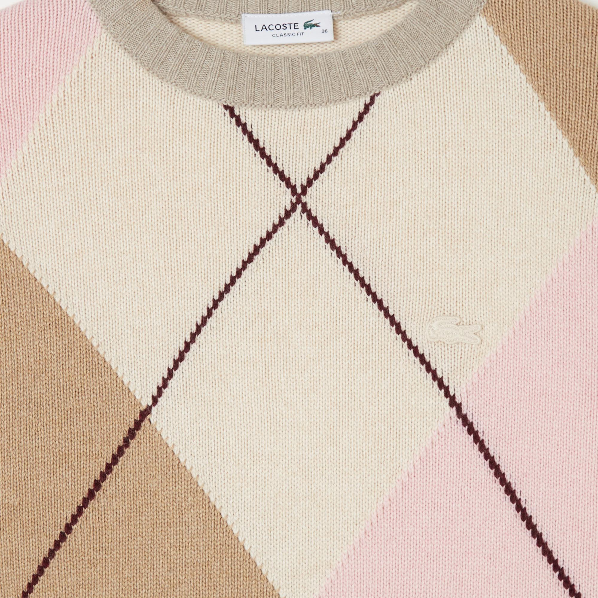 Kadın Regular Fit Bisiklet Yaka Renk Bloklu Bej Triko