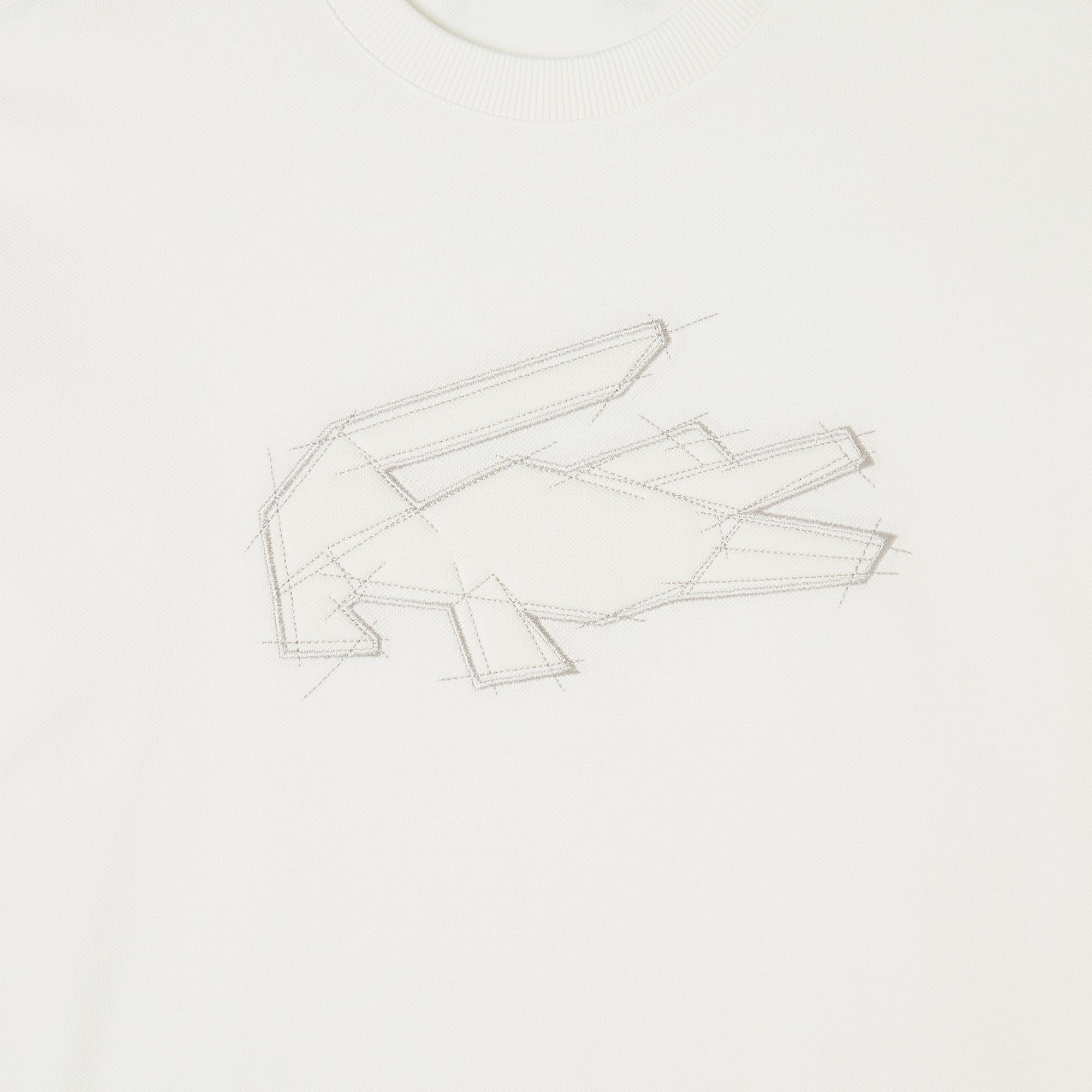 Erkek Oversize Fit Bisiklet Yaka Baskılı Beyaz T-Shirt