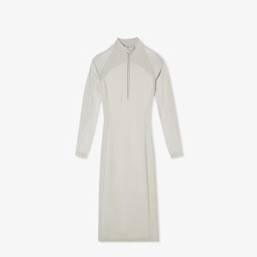  Kadın Slim Fit Uzun Kollu Yarım Fermuarlı Gri Elbise