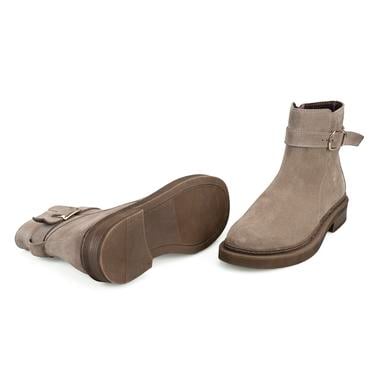  Kadın Vizon Kemer Aksesuarlı Süet Bot