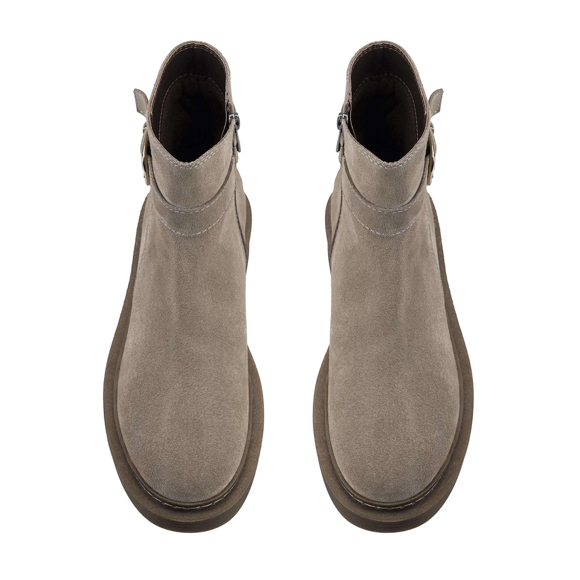 Kadın Vizon Kemer Aksesuarlı Süet Bot