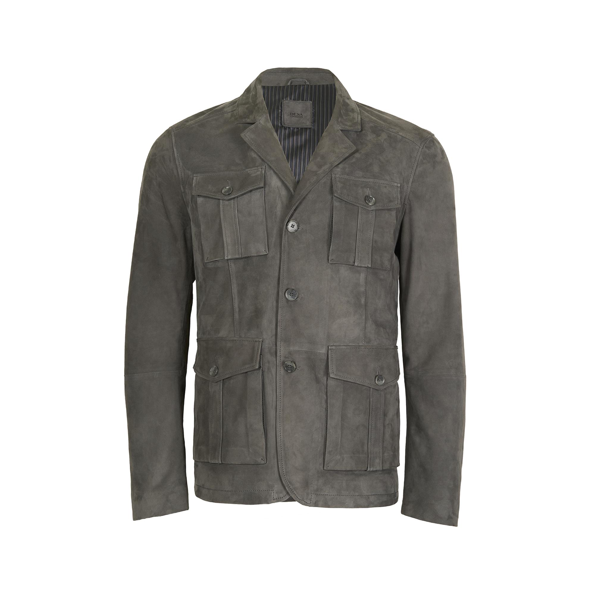 Nicolie Gri Erkek Süet Safari Ceket