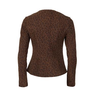  Deundria Leopar Kadın Panelli Fit Süet Ceket
