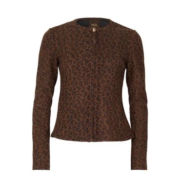  Deundria Leopar Kadın Panelli Fit Süet Ceket