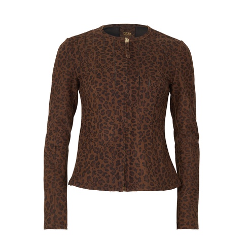  Deundria Leopar Kadın Panelli Fit Süet Ceket