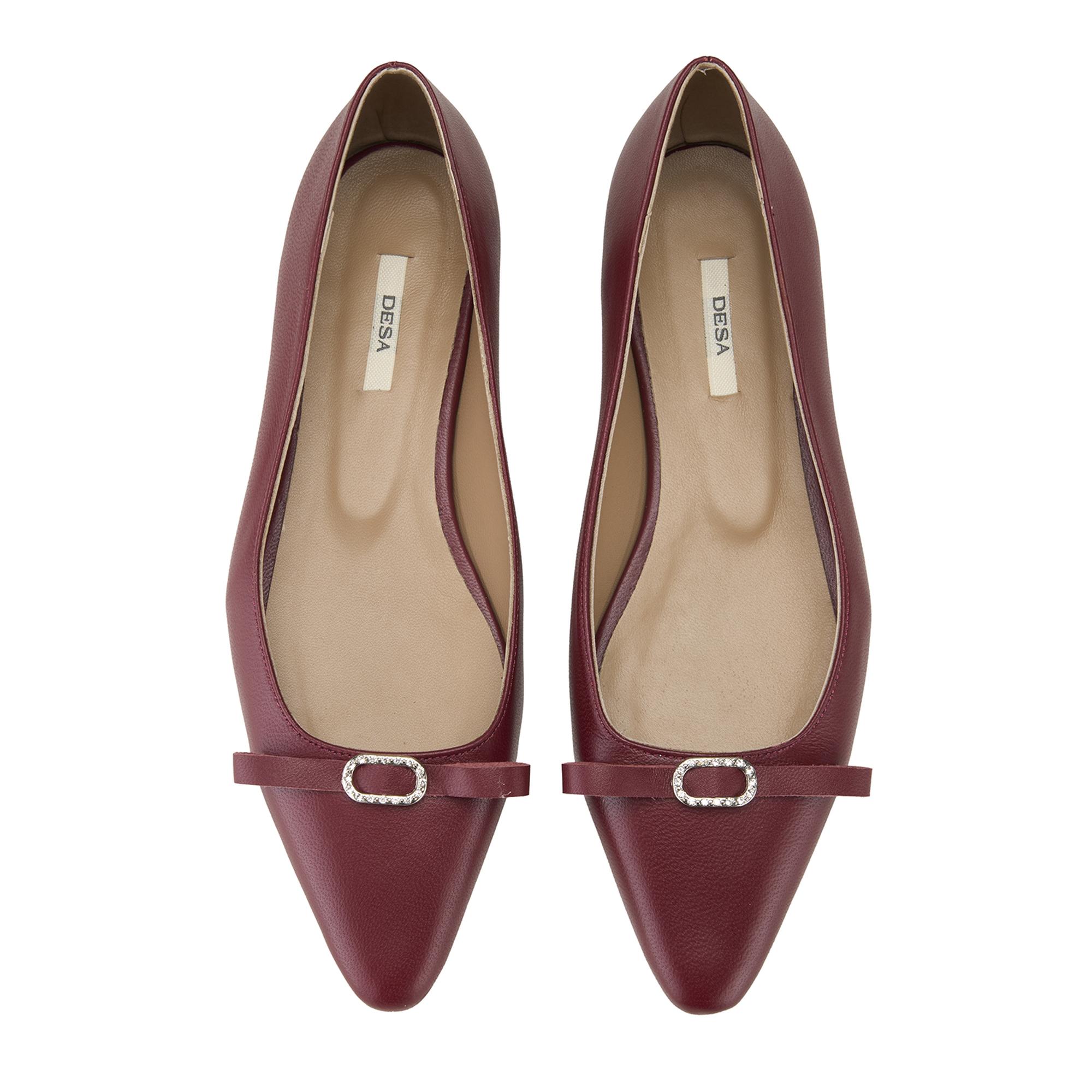 Kadın Bordo Deri Babet