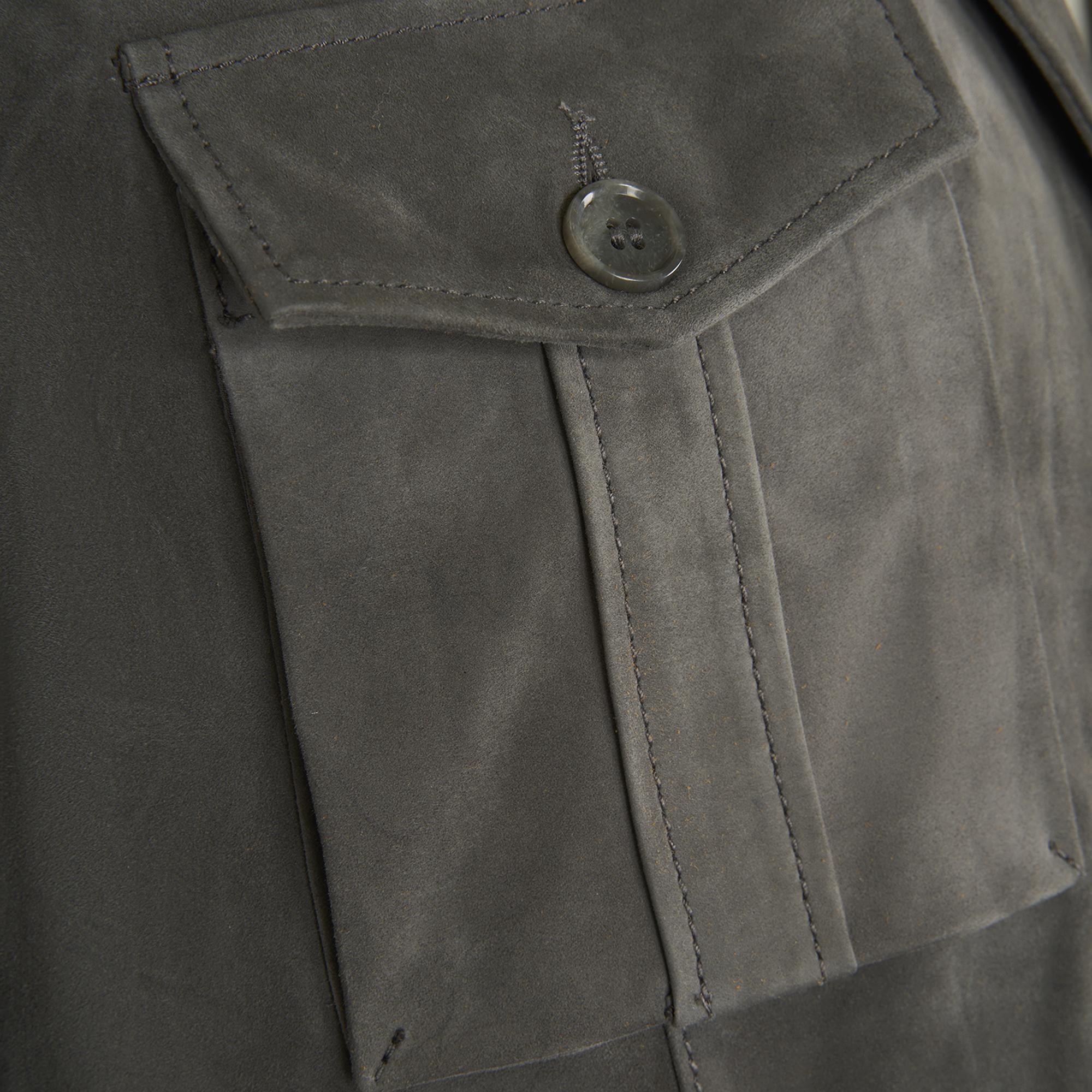 Nicolie Gri Erkek Süet Safari Ceket