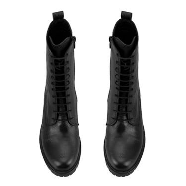  Kadın Siyah Topuklu Deri Bot