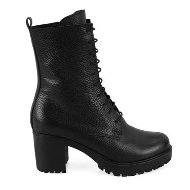  Kadın Siyah Topuklu Deri Bot
