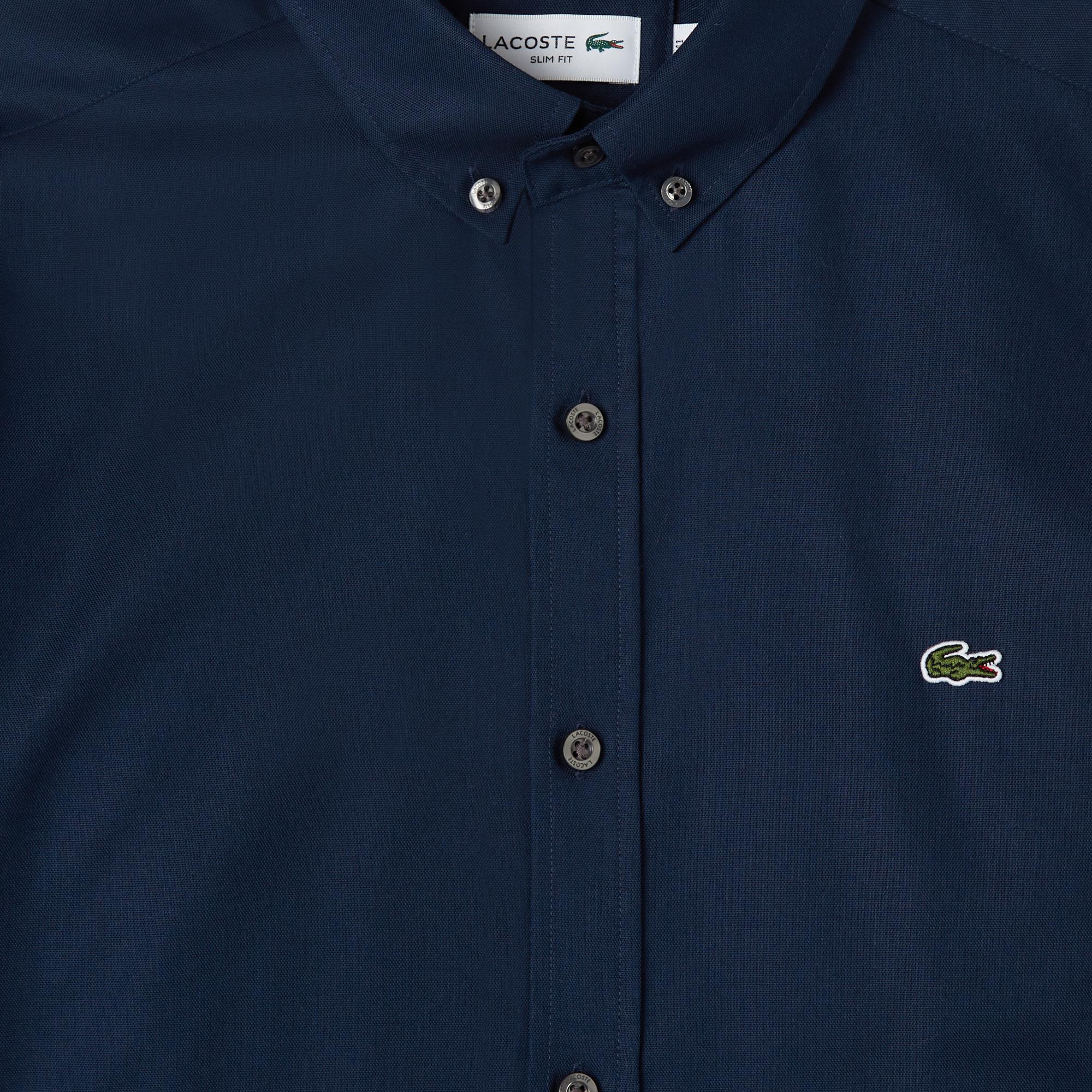 Lacoste Erkek Slim Fit Düğmeli Yaka Lacivert Gömlek