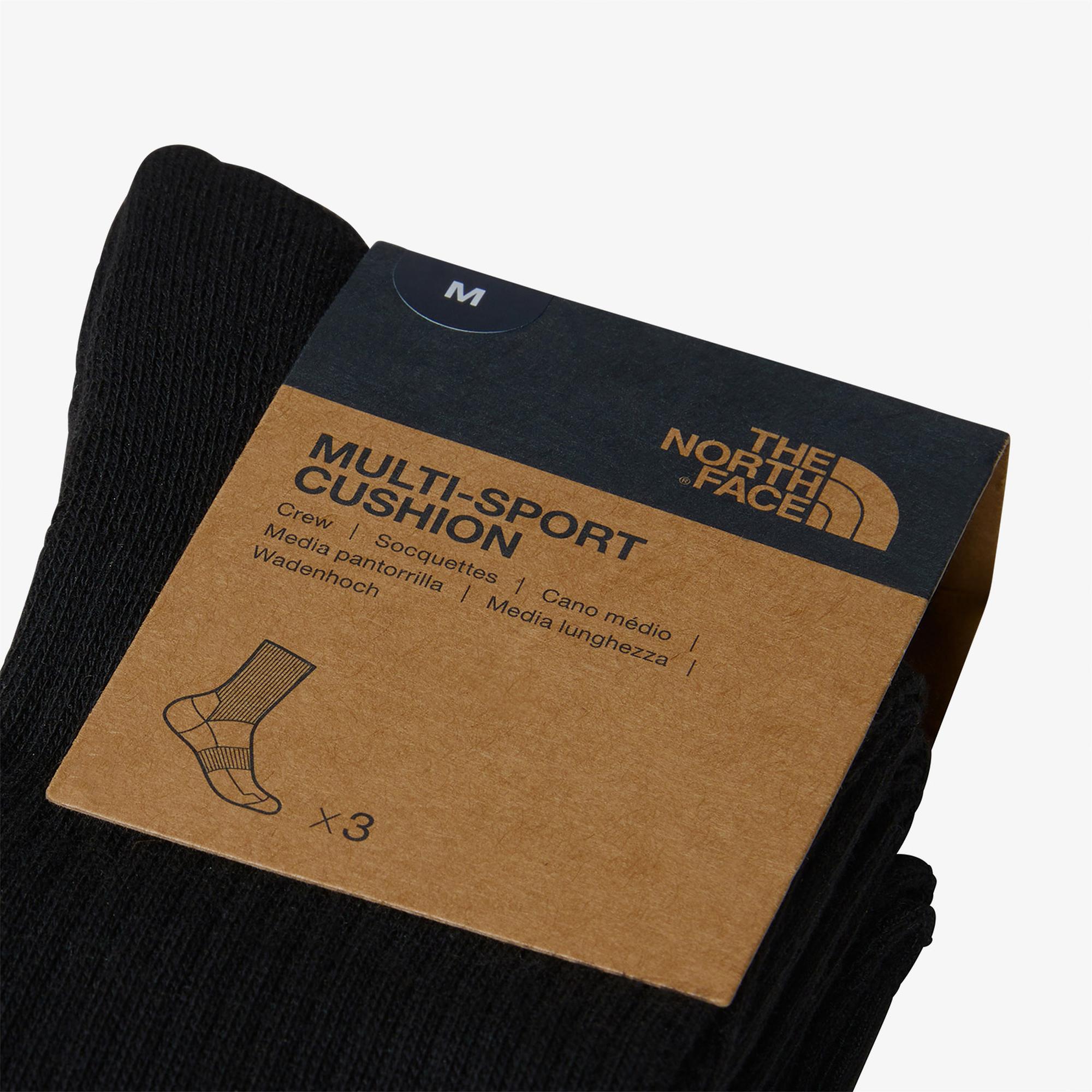 The North Face Multi Sport Cush Crew Sock 3lü Unisex Siyah Koşu Çorabı