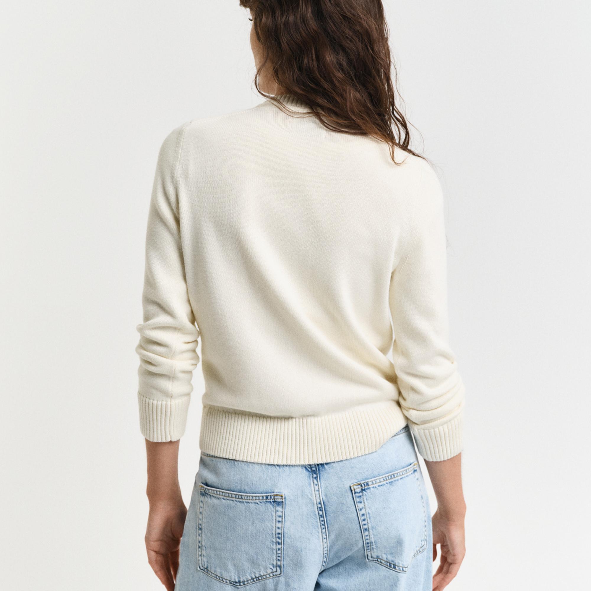 GANT Kadın Krem Regular Fit Bisiklet Yaka Kazak