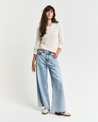  GANT Kadın Krem Regular Fit Bisiklet Yaka Kazak