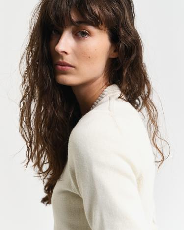  GANT Kadın Krem Regular Fit Bisiklet Yaka Kazak