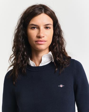  GANT Kadın Lacivert Regular Fit Bisiklet Yaka Kazak