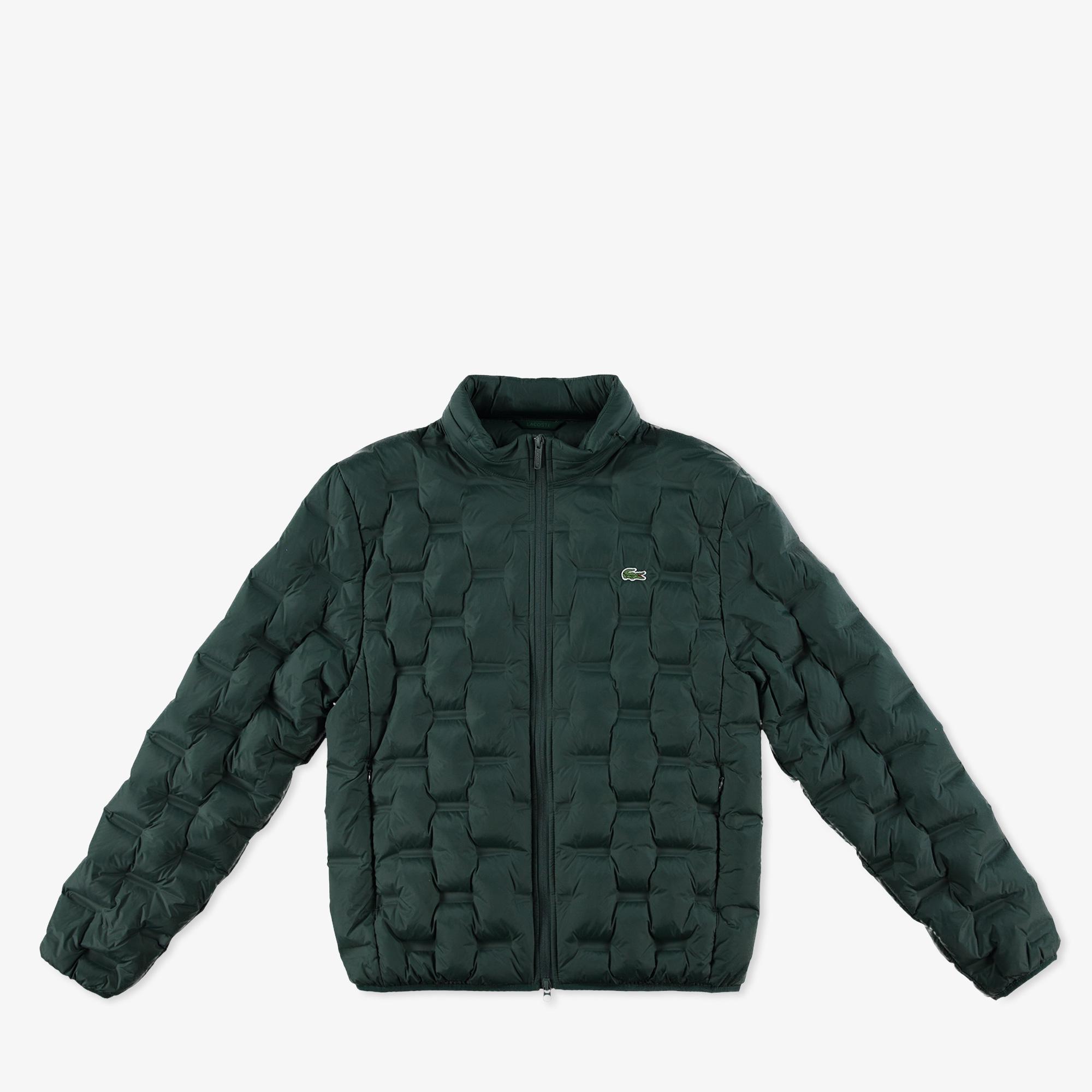 Erkek Regular Fit Kapüşonlu Kapitone Koyu Yeşil Mont