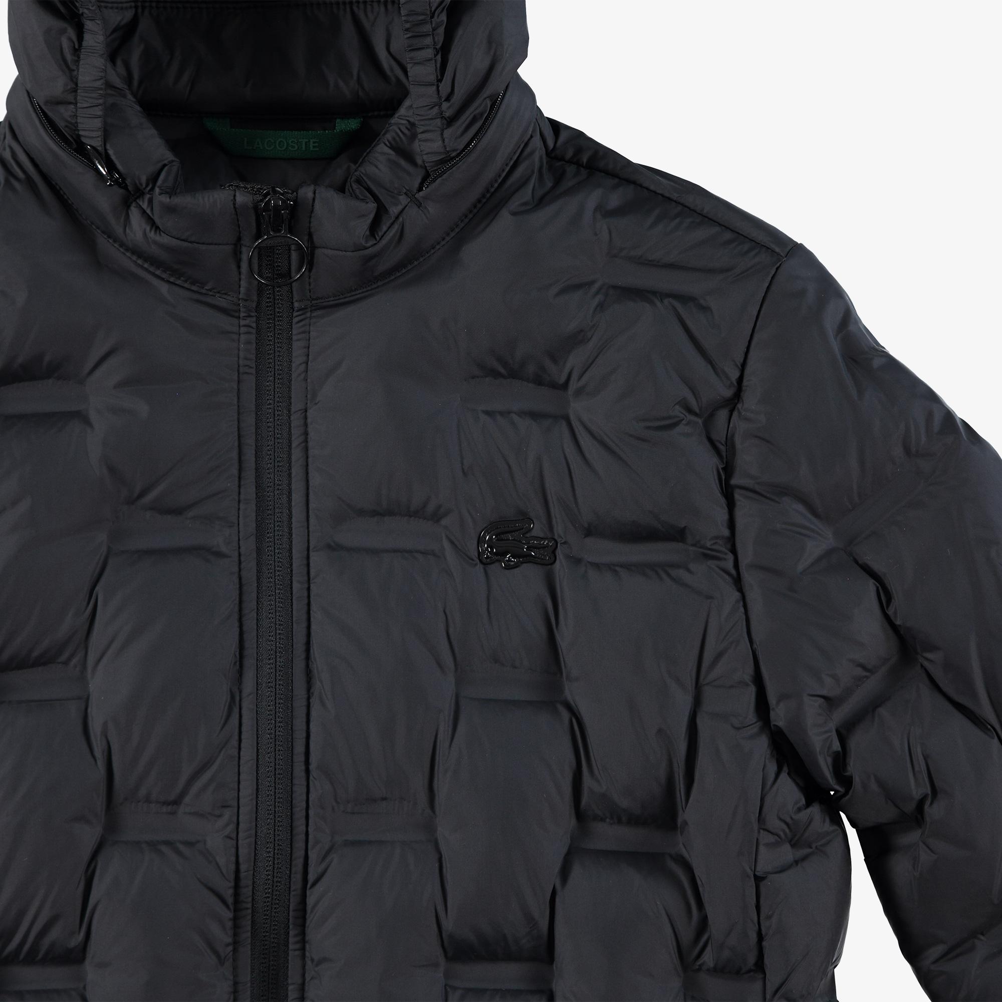 Lacoste Kadın Regular Fit Kapüşonlu Kapitone Siyah Mont