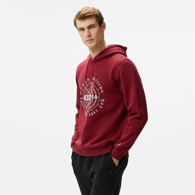  Nautica Erkek Bordo Regular Fit Sweatshirt