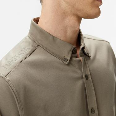 Nautica Erkek Haki Slim Fit Uzun Kollu Gömlek