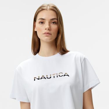  Nautica Kadın Beyaz Kısa Kollu T-Shirt
