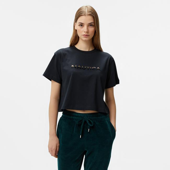  Nautica Kadın Siyah Kısa Kollu T-Shirt