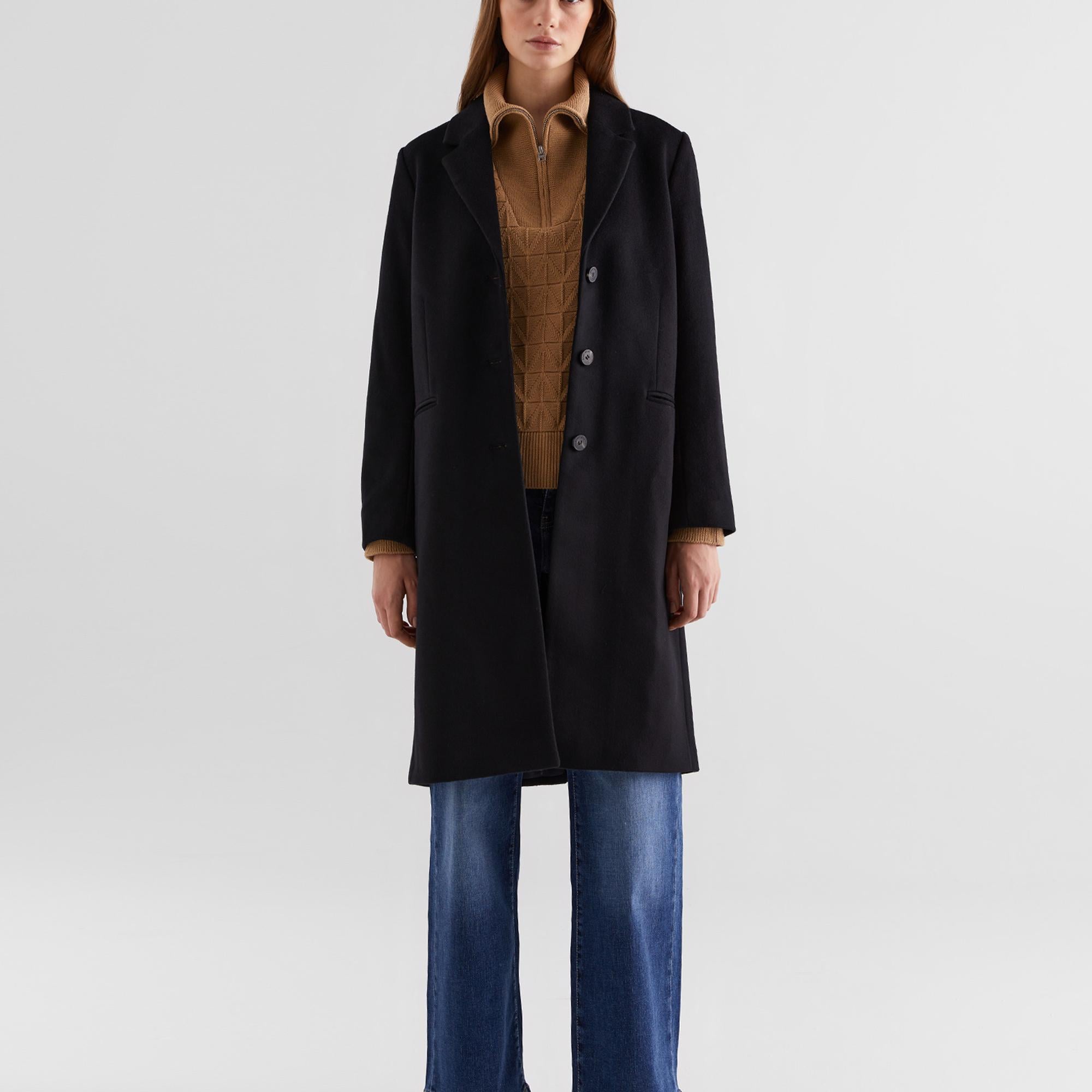 GANT Kadın Siyah Klasik Yaka Palto