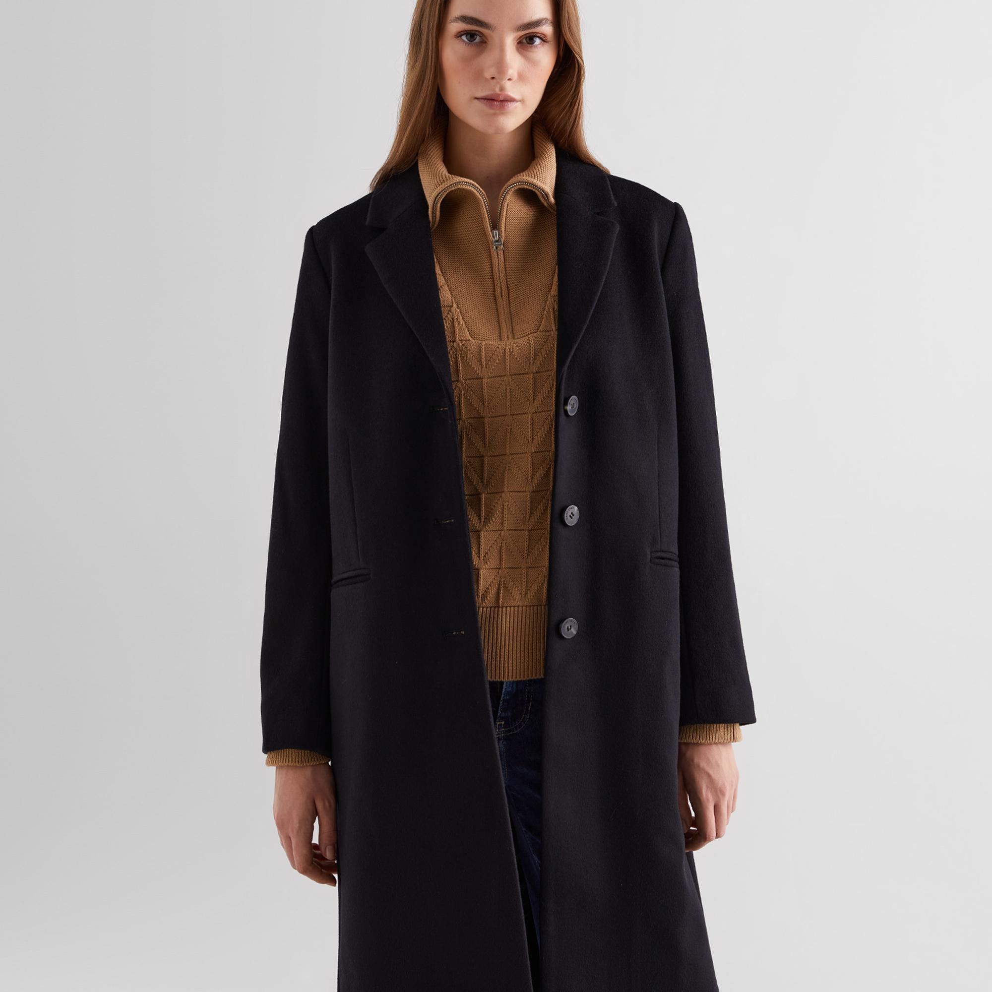 GANT Kadın Siyah Klasik Yaka Palto