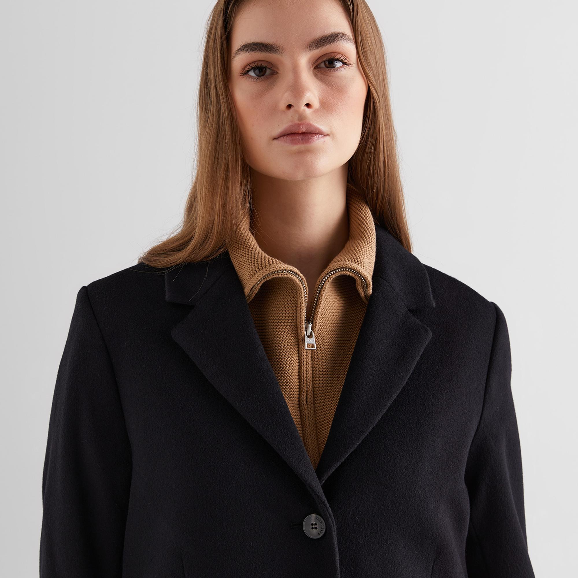 GANT Kadın Siyah Klasik Yaka Palto