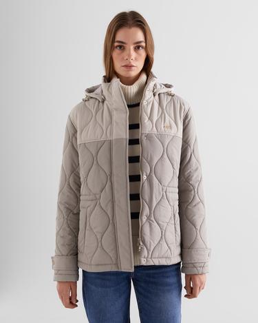  GANT Kadın Bej Kapüşonlu Kapitone Mont