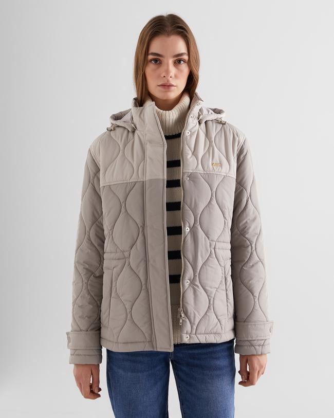  GANT Kadın Bej Kapüşonlu Kapitone Mont