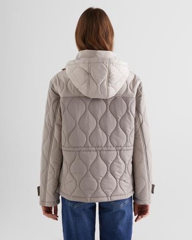  GANT Kadın Bej Kapüşonlu Kapitone Mont