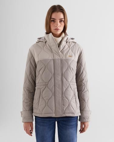  GANT Kadın Bej Kapüşonlu Kapitone Mont