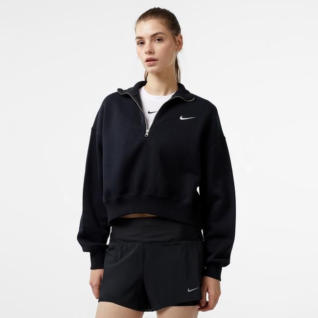  Nike Sportswear Phoenix Fleece  Crop Kadın Siyah Sweatshirt