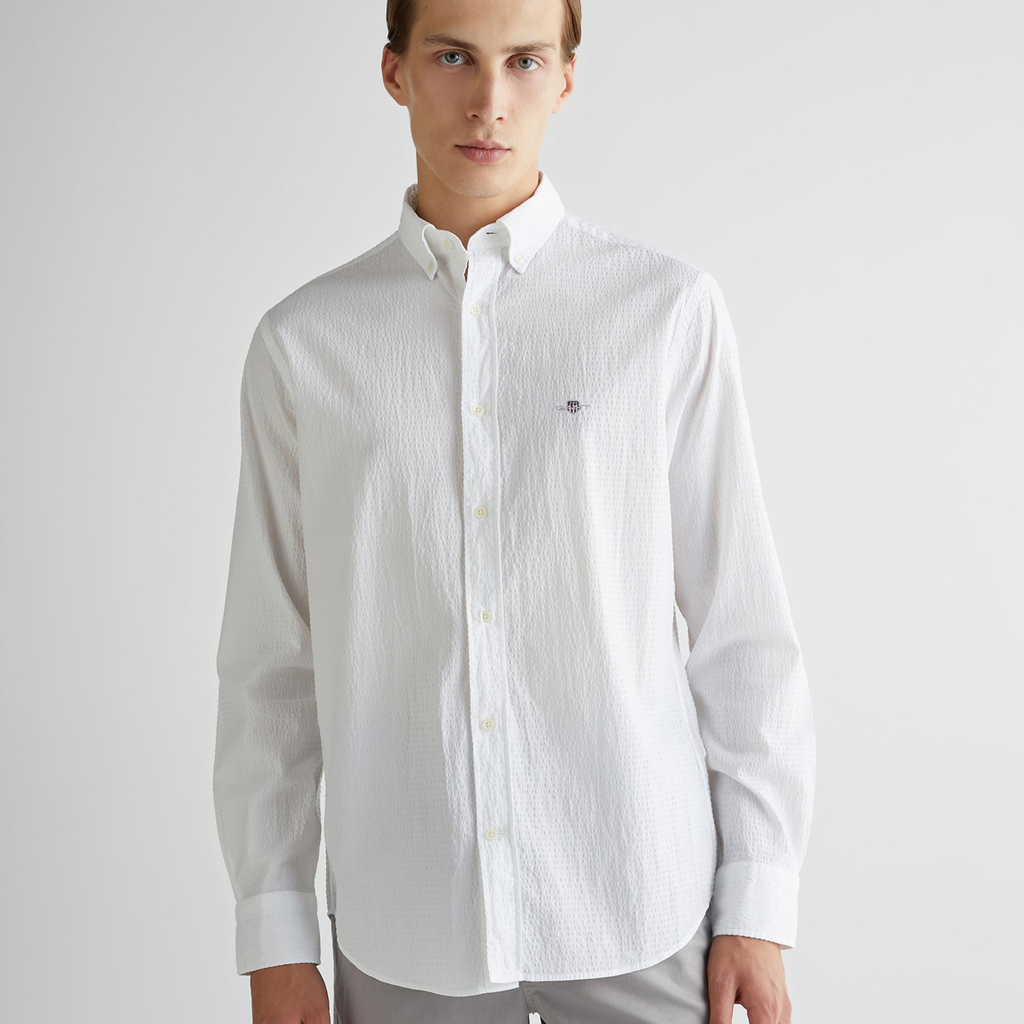GANT Erkek Beyaz Regular Fit Düğmeli Yaka Gömlek