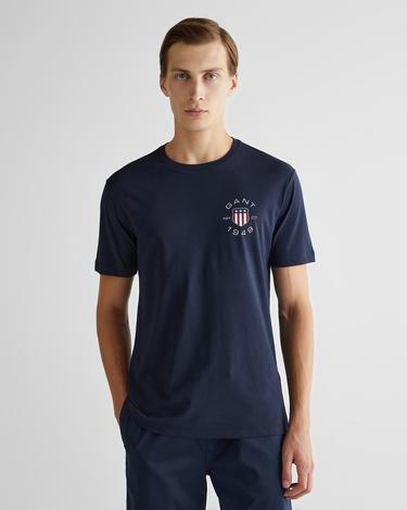  GANT Erkek Lacivert Regular Fit Bisiklet Yaka Logolu T-Shirt