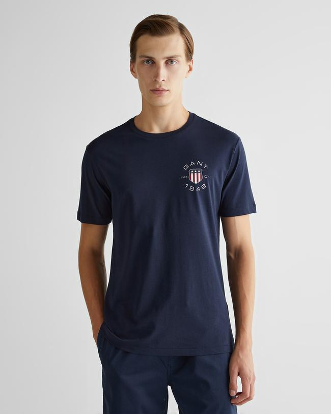  GANT Erkek Lacivert Regular Fit Bisiklet Yaka Logolu T-Shirt