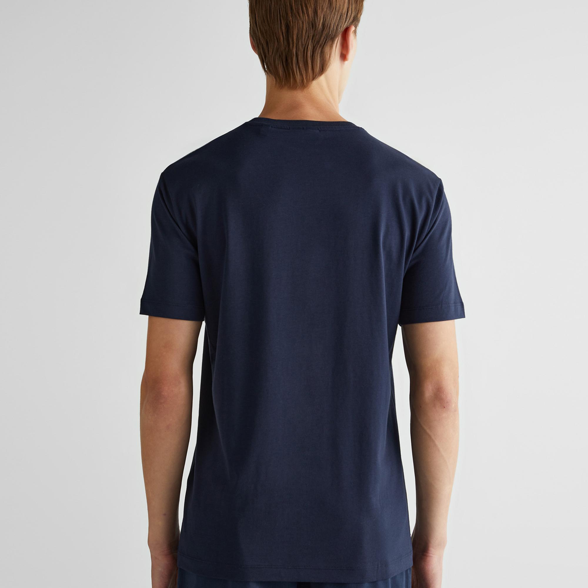GANT Erkek Lacivert Regular Fit Bisiklet Yaka Logolu T-Shirt