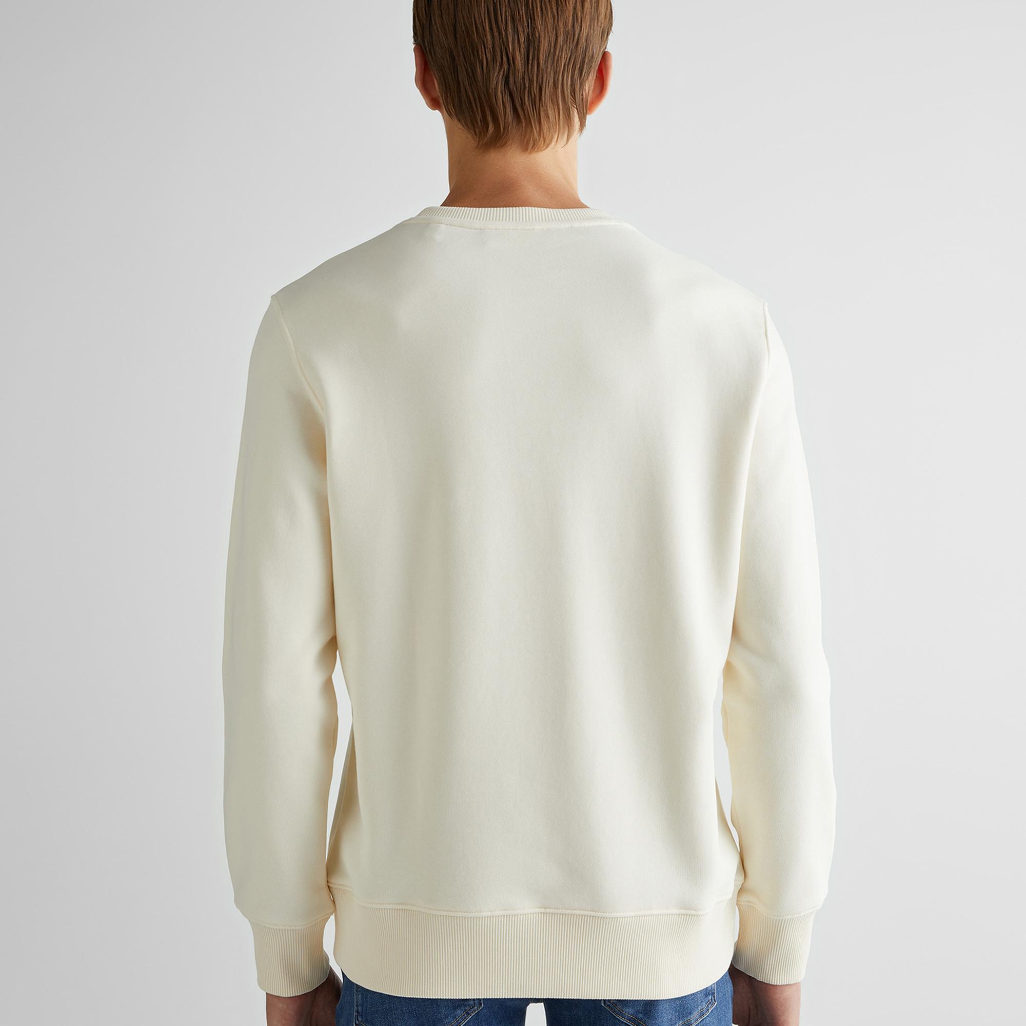 GANT Erkek Krem Regular Fit Bisiklet Yaka Logolu Sweatshirt