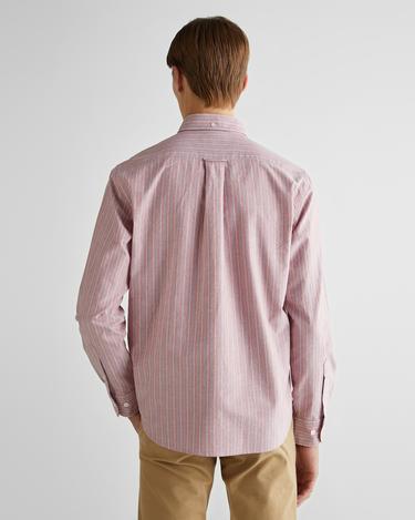  GANT Erkek Kırmızı Regular Fit Düğmeli Yaka Çizgili Gömlek