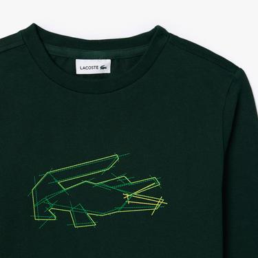  Lacoste Erkek Çocuk Uzun Kollu Bisiklet Yaka Baskılı Yeşil T-Shirt
