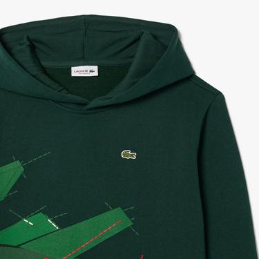  Lacoste Çocuk Kapüşonlu Baskılı Yeşil Sweatshirt