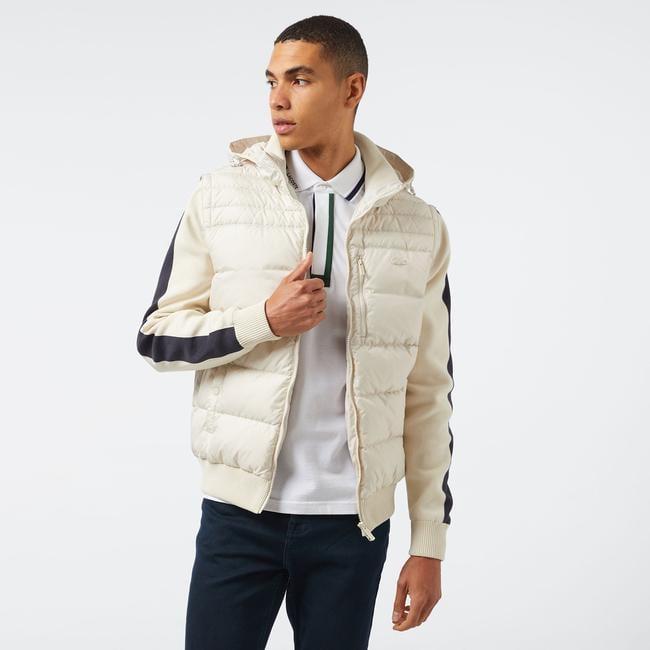  Lacoste Erkek Kapüşonlu Krem Mont