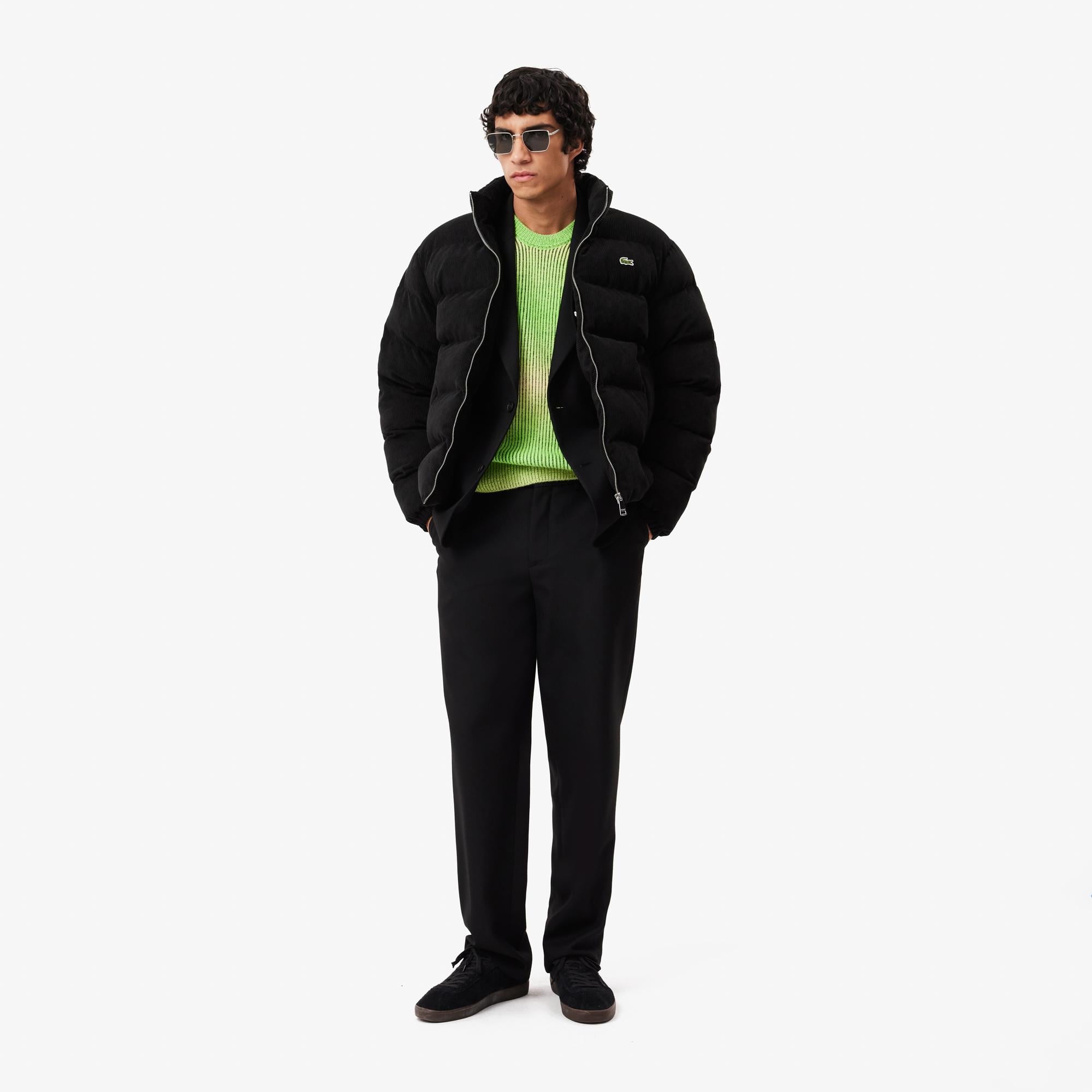 Erkek Relaxed Fit Dik Yaka Siyah Şişme Mont